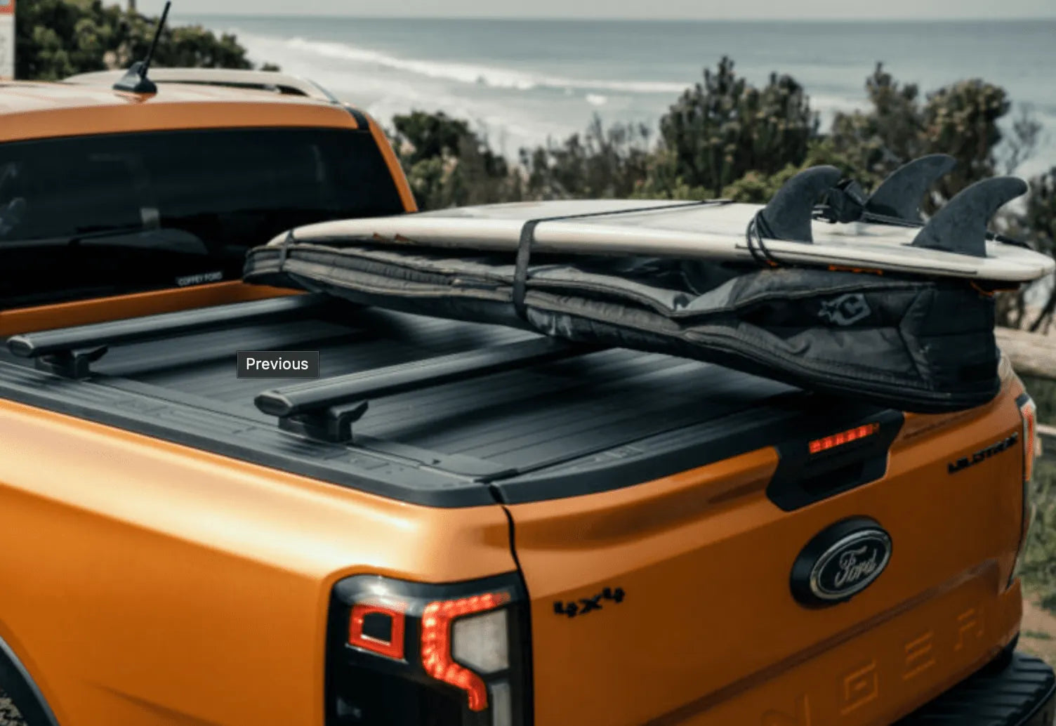 Kit de 2 barres de toit Mountain Top pour Ford Ranger Raptor 2023, compatibles avec couvre bennes EVO et MTR.