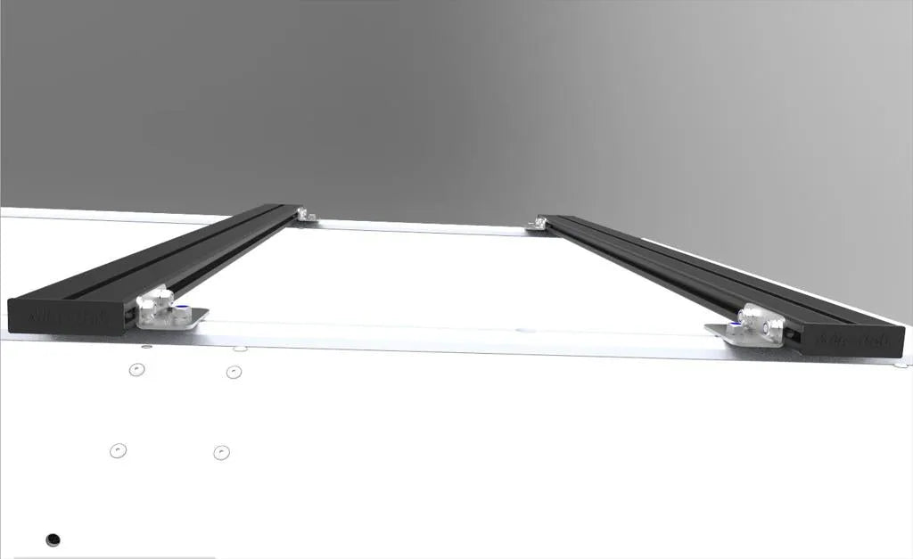 Kit de 2 barres de toit en aluminium Alu-Cab pour fixation sur véhicule, visibles avec supports et profilés robustes