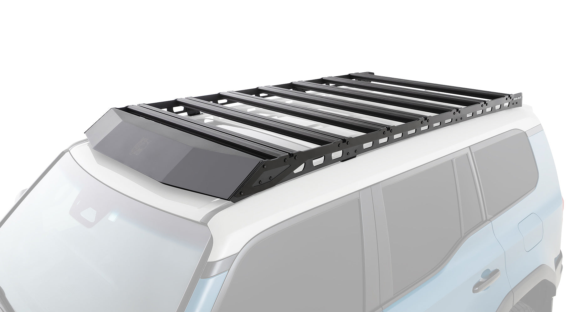 Galerie de toit RHINO-RACK pour Land Cruiser Prado 250, dimensions 2413x1219mm, fixation robuste et design durable.