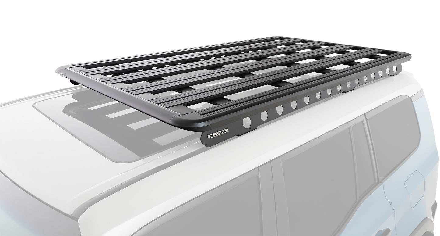 Galerie de toit Rhino-Rack Pioneer pour Land Cruiser Prado 250, 2100x1240mm, montage robuste pour véhicule tout-terrain.