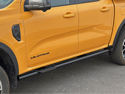 Protections tubulaires bas de caisse et marche-pieds N4 OFFROAD pour Ford Ranger T9 2023+ en acier robuste.