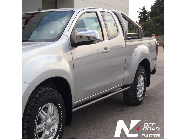 Protection tubulaire de bas de caisse pour Isuzu D-Max N4-Offroad, marche-pieds robustes pour véhicule tout-terrain.