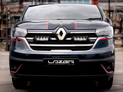 Pack LED de calandre LAZER LAMPS pour Renault Trafic avec feux LED intégrés, design moderne pour une meilleure visibilité.