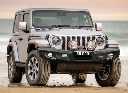 Pare-choc avant ARB StealthBar pour Jeep JL et JT, robuste, homologué Europe, en métal noir pour protection tout-terrain.