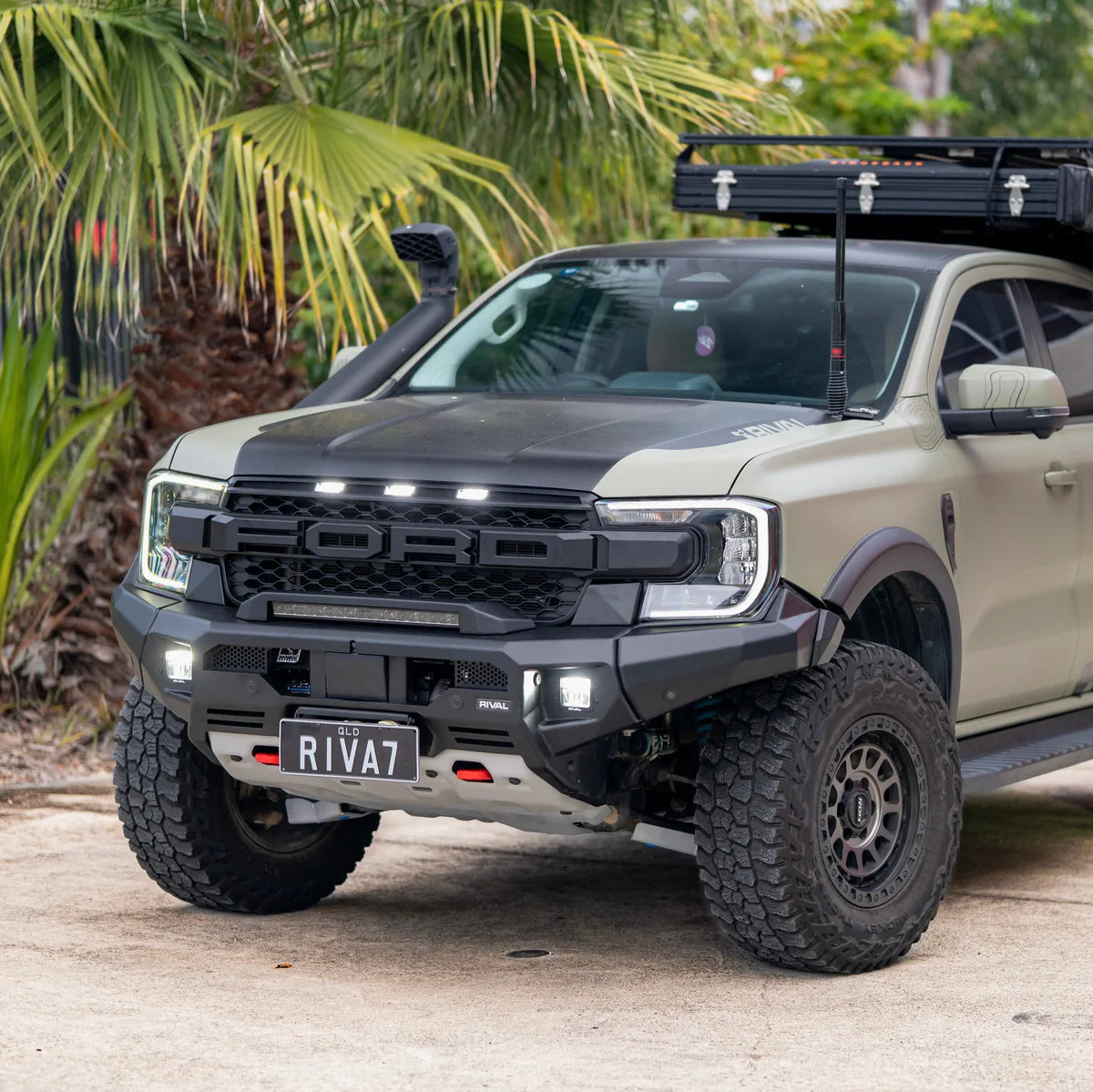 Pare-choc avant GEN2 RIVAL en aluminium pour Ford Ranger 2023+ par RIVAL 4X4, robuste et design moderne.