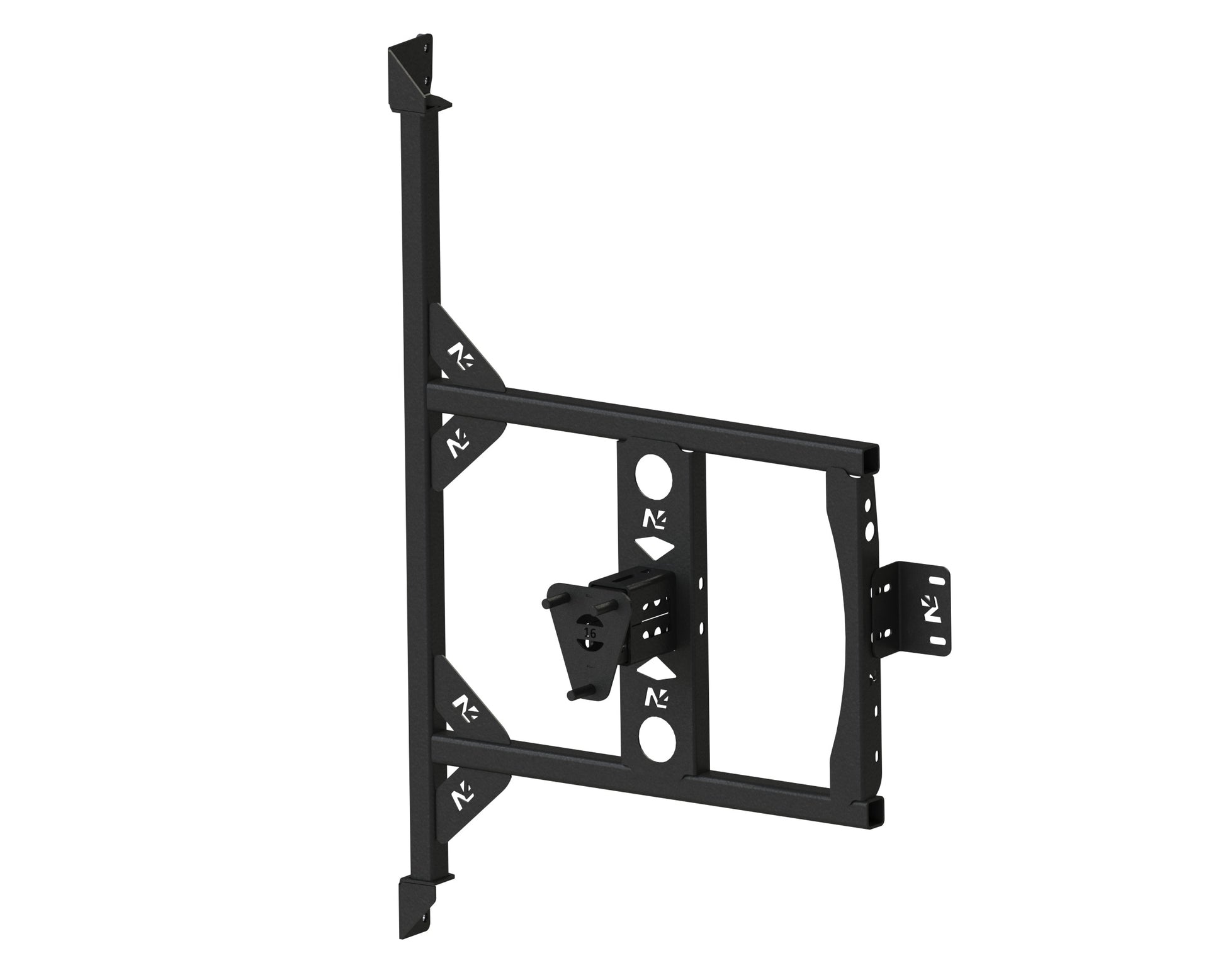 Porte roue de secours en inox N4 OFFROAD fixée à la porte arrière gauche d'un Fiat Ducato Campeo.