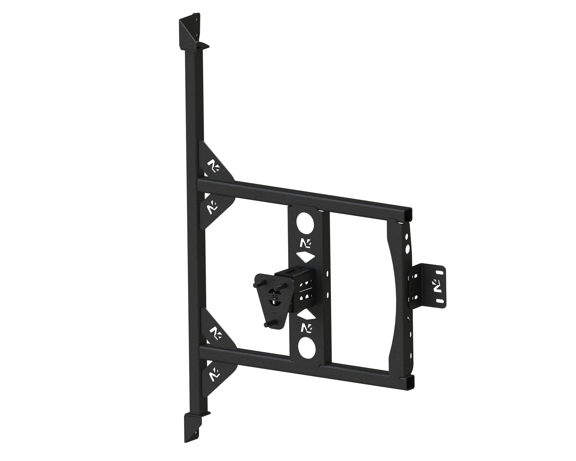Porte roue de secours en inox N4 OFFROAD fixée sur porte arrière gauche d’un Fiat Ducato Campeo Offroad.