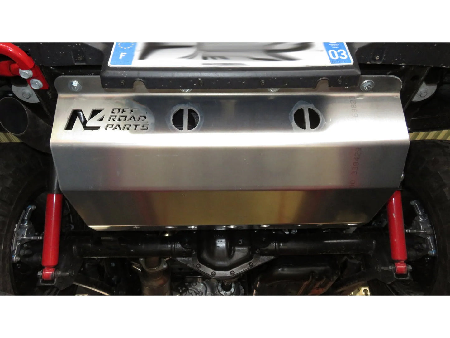 Protection inférieure en aluminium 6mm pour Jeep Wrangler JL 2.2L, blindage AD Blue et silencieux N4 OFFROAD.