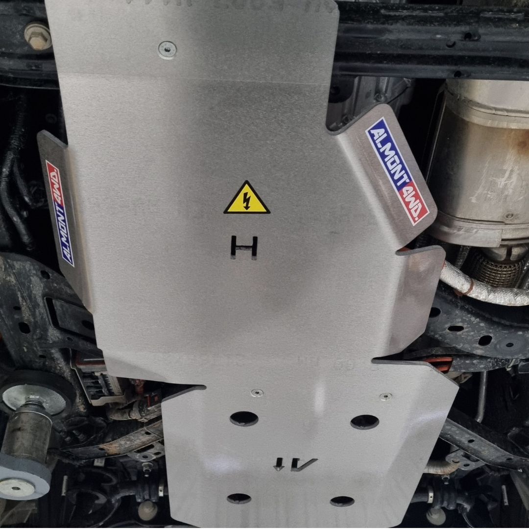 Protection inférieure pour boîte de vitesse et transfert Ford Ranger PX4 Hybride 2025, marque ALMONT4WD, robuste et résistante
