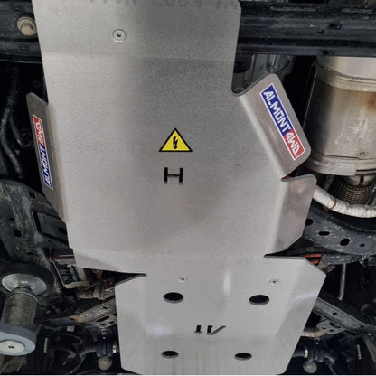 Protection inférieure pour boîte de vitesse et transfert Ford Ranger PX4 Hybride 2025, marque ALMONT4WD, robuste et résistante