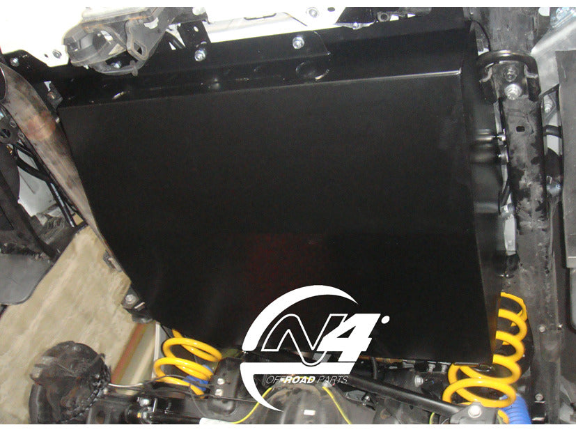 Réservoir auxiliaire supplémentaire de 195L N4 OFFROAD pour Toyota VDJ200 N4-Offroad, vue du côté avec raccords et capacité.