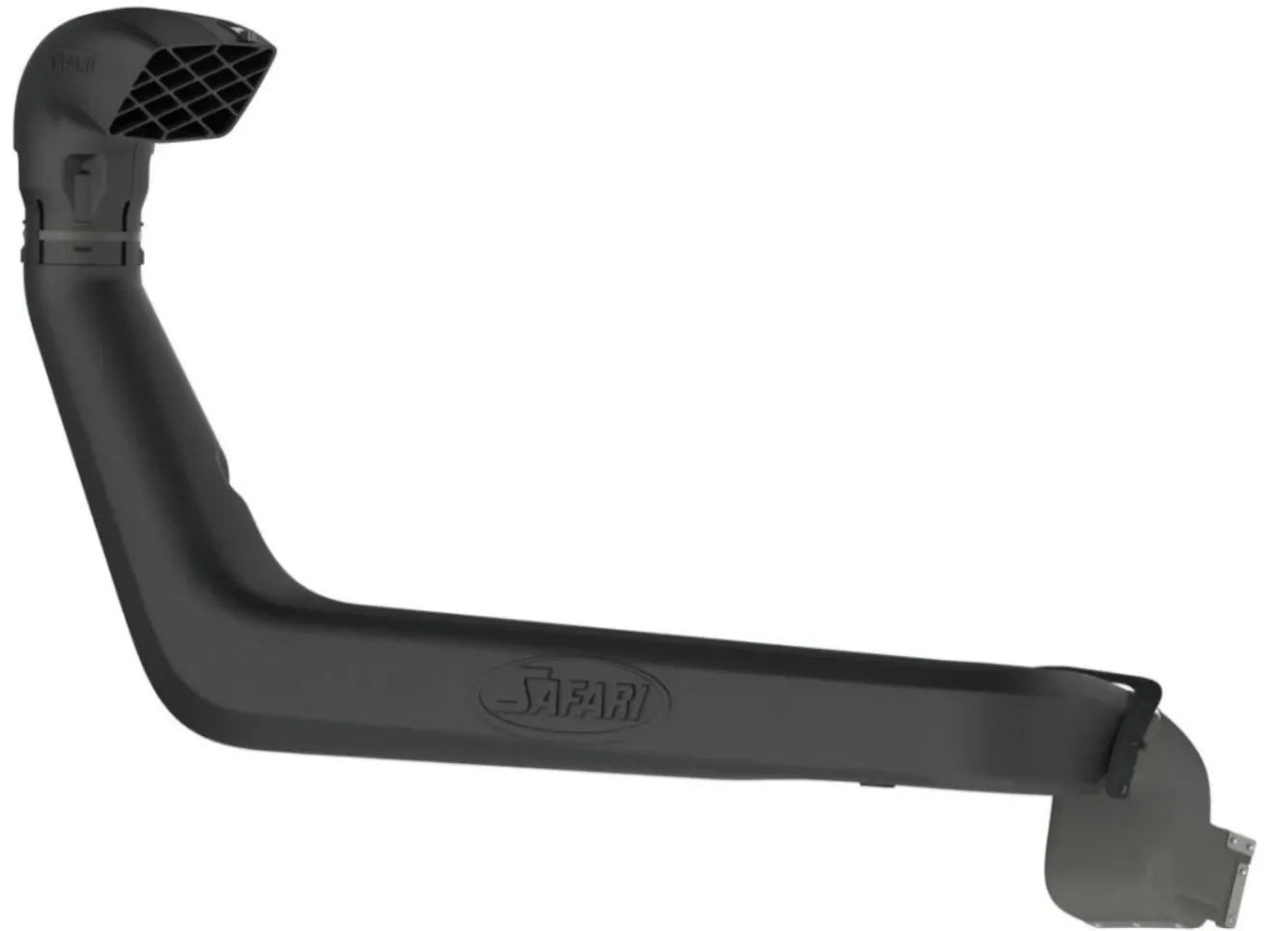 Tube de snorkel Safari 4x4 pour Jeep Wrangler JL, monté sur le capot du véhicule tout-terrain.