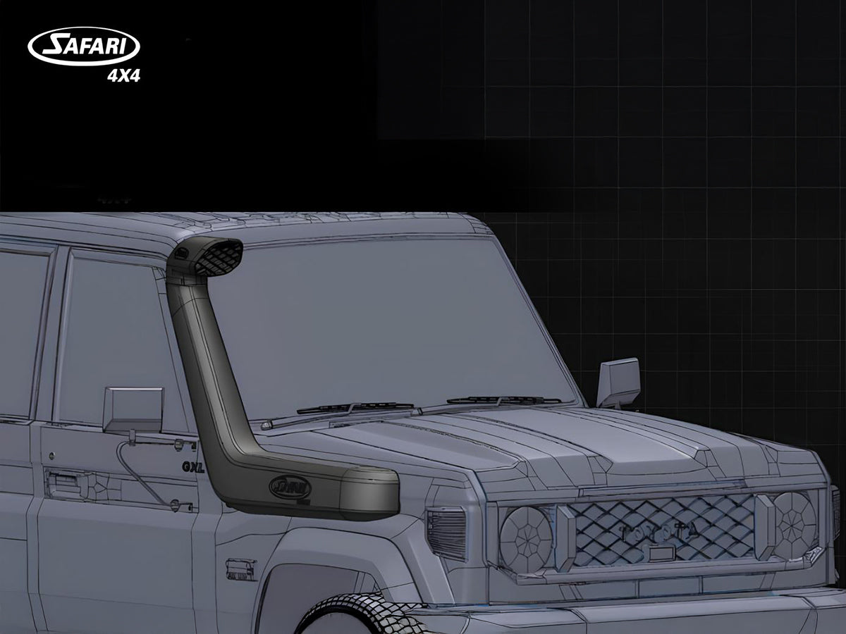Snorkel Safari 4x4 Armax pour Toyota Land Cruiser HZJ7, GDJ7, GRJ7 2024+, fixation sur le côté du véhicule.