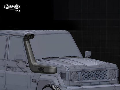 Snorkel Safari 4x4 Armax pour Toyota Land Cruiser HZJ7, GDJ7, GRJ7 2024+, fixation sur le côté du véhicule.