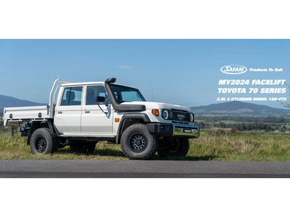 Snorkel Safari 4x4 Armax pour Toyota Land Cruiser HZJ7, GDJ7, GRJ7 2024+ installé sur le véhicule.