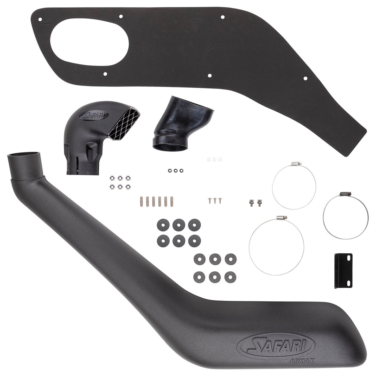 Snorkel Safari 4x4 Armax installé sur Toyota Land Cruiser VDJ200 UZJ200 2008-2015, vue de côté avec accessoires.