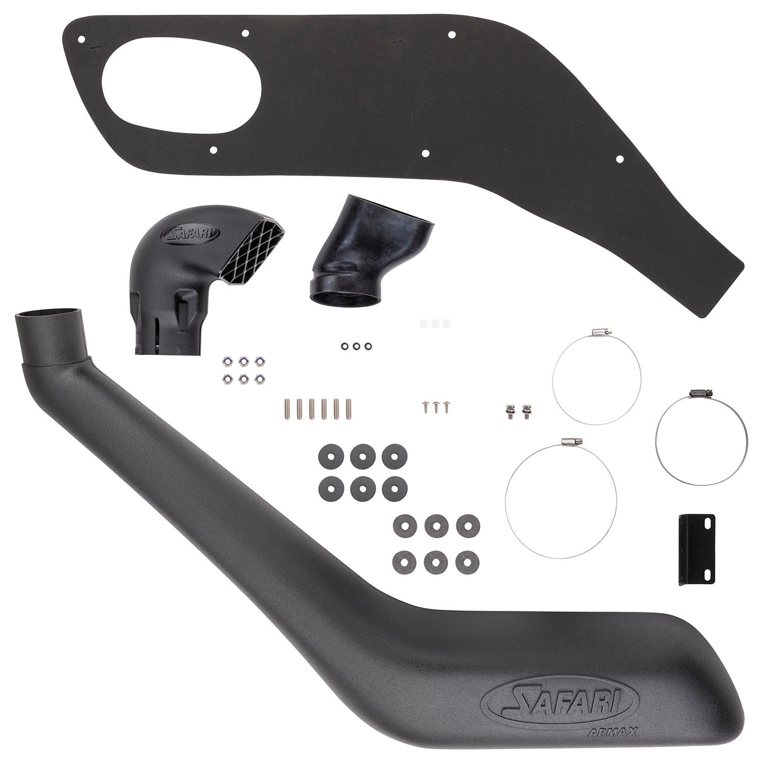 Snorkel Safari 4x4 Armax installé sur Toyota Land Cruiser VDJ200 UZJ200 2008-2015, vue de côté avec accessoires.