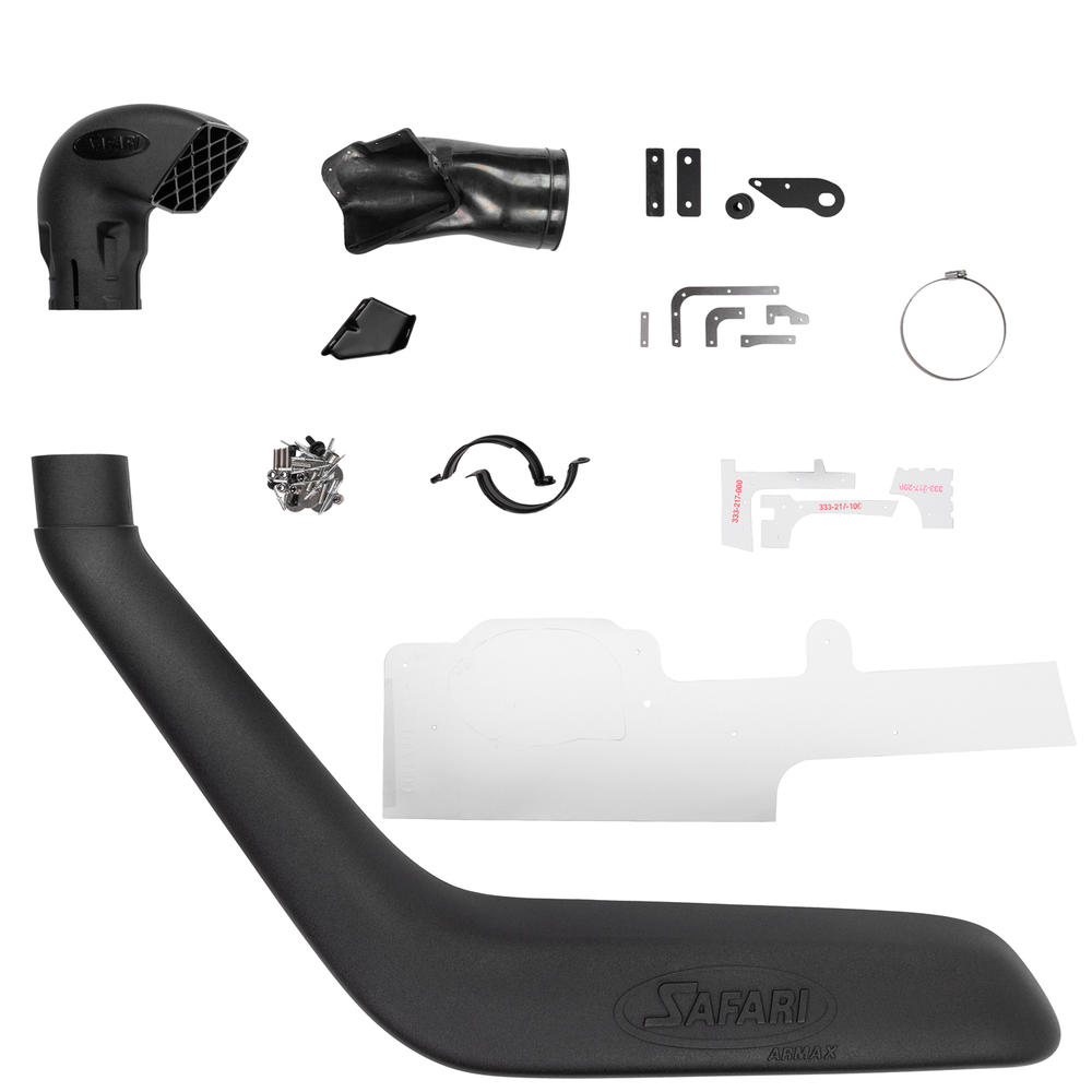 Snorkel Safari 4x4 Armax monté sur Toyota Land Cruiser VDJ7 V8 D4-D 2007-2023, en position latérale avec fixation robuste.