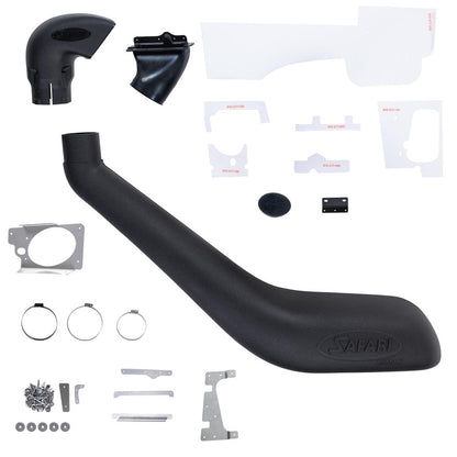 Snorkel Safari4x4 Armax pour Volkswagen Amarok V6 2016-2022, monté sur le côté du véhicule, en coloris noir.