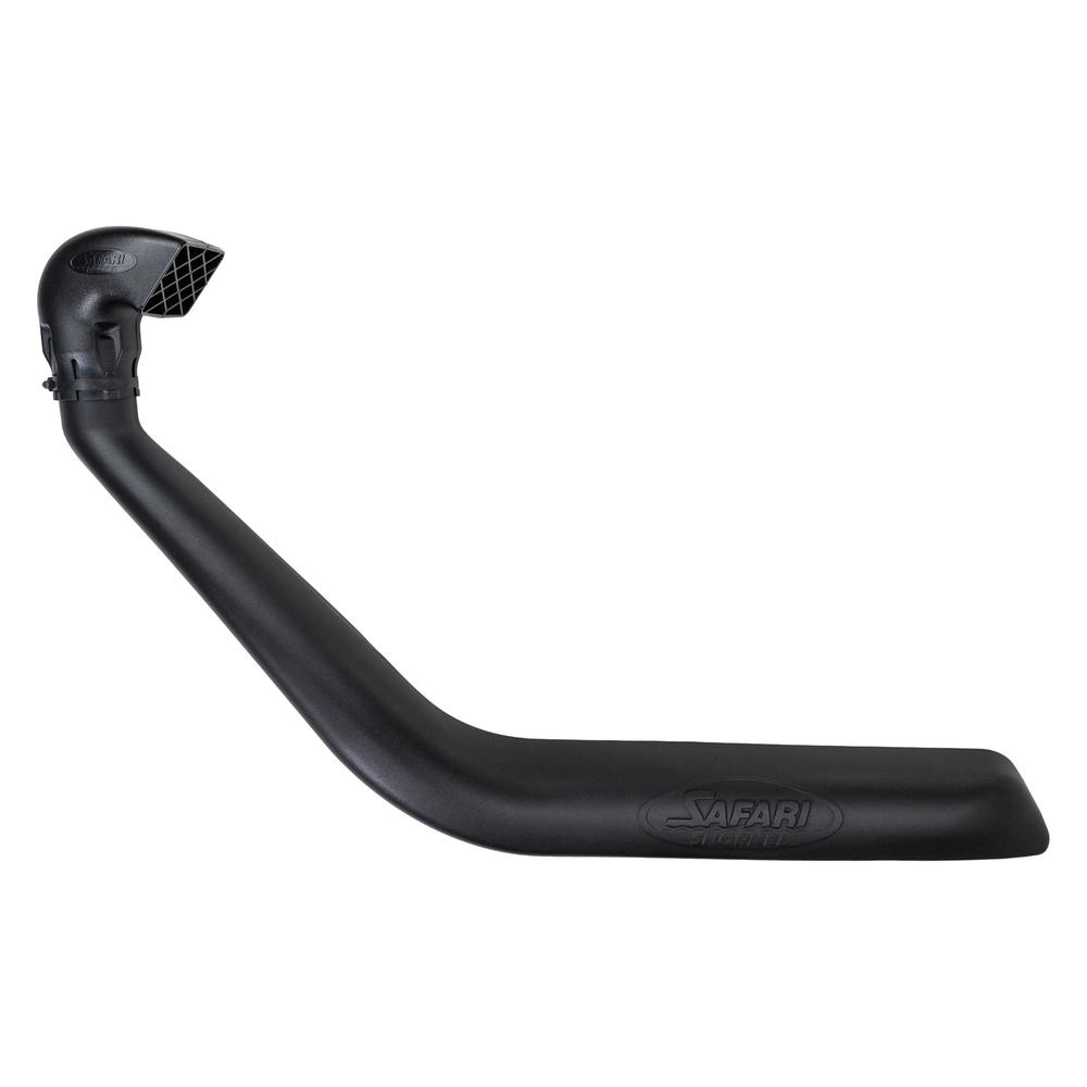 Snorkel Safari 4x4 pour Jeep Cherokee KJ 3.7 V6, installation sur le côté du véhicule, en plastique noir robuste.