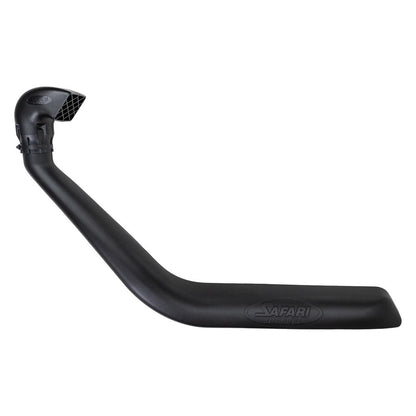 Snorkel Safari 4x4 pour Jeep Cherokee KJ 3.7 V6, installation sur le côté du véhicule, en plastique noir robuste.