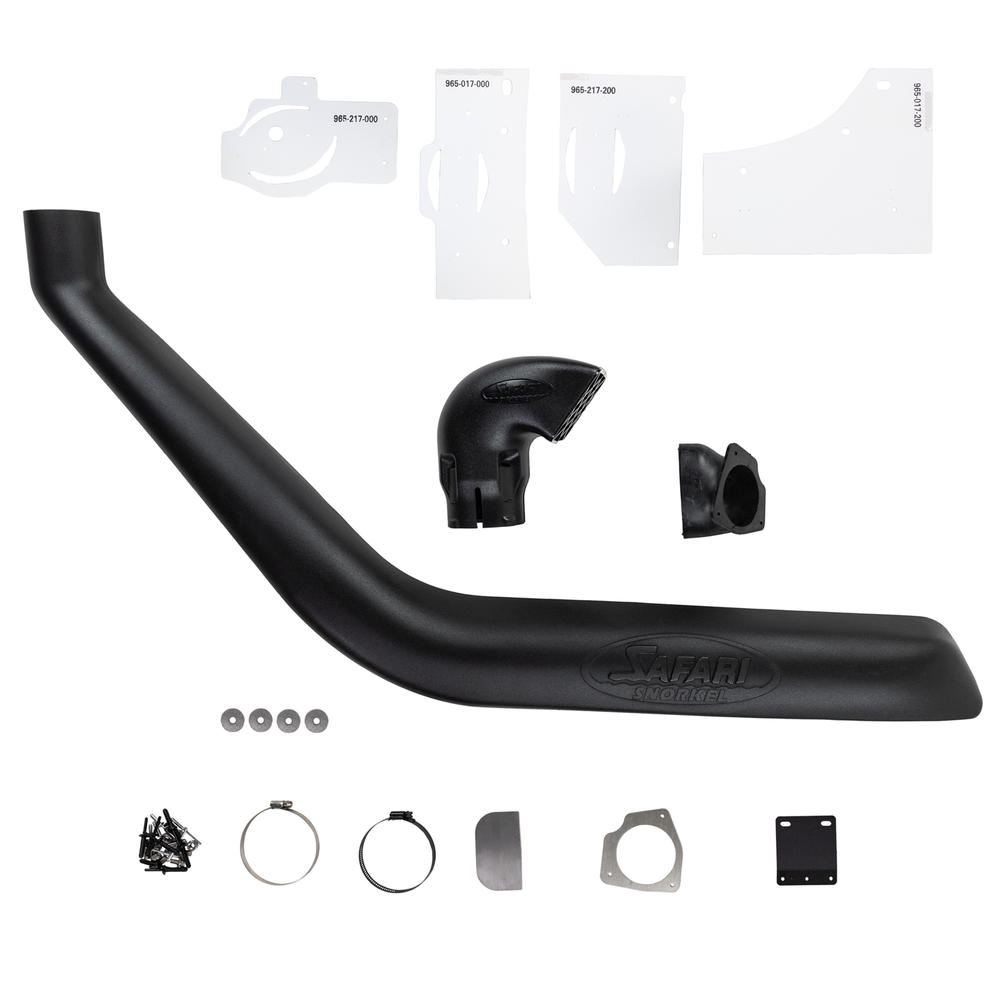 Snorkel Safari 4x4 pour Jeep Cherokee KJ 3.7 V6, montage du système de protection anti-eau et poussière, vue de côté.