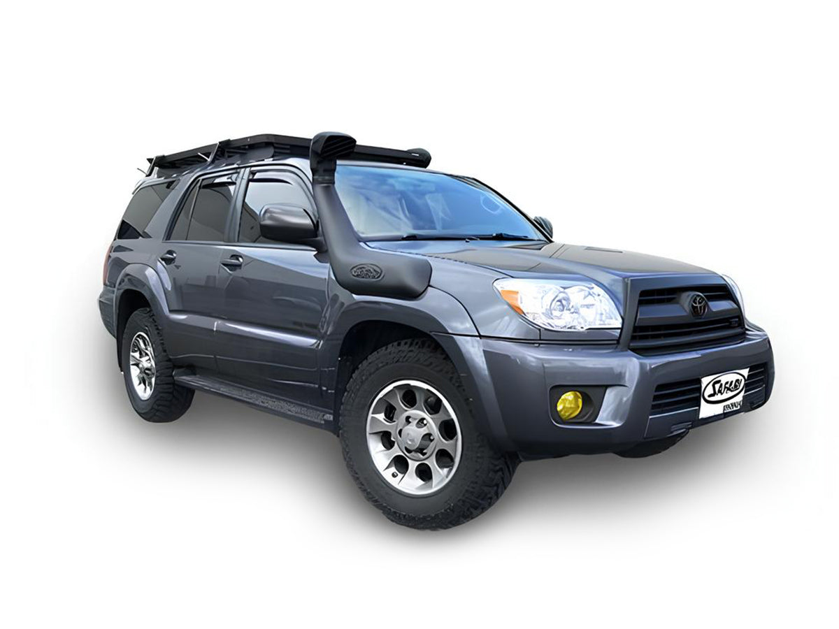 Snorkel Safari 4x4 pour Toyota 4Runner Gen4 V8 4.7L, installation en extérieur, couleur noire, adapté pour le modèle.