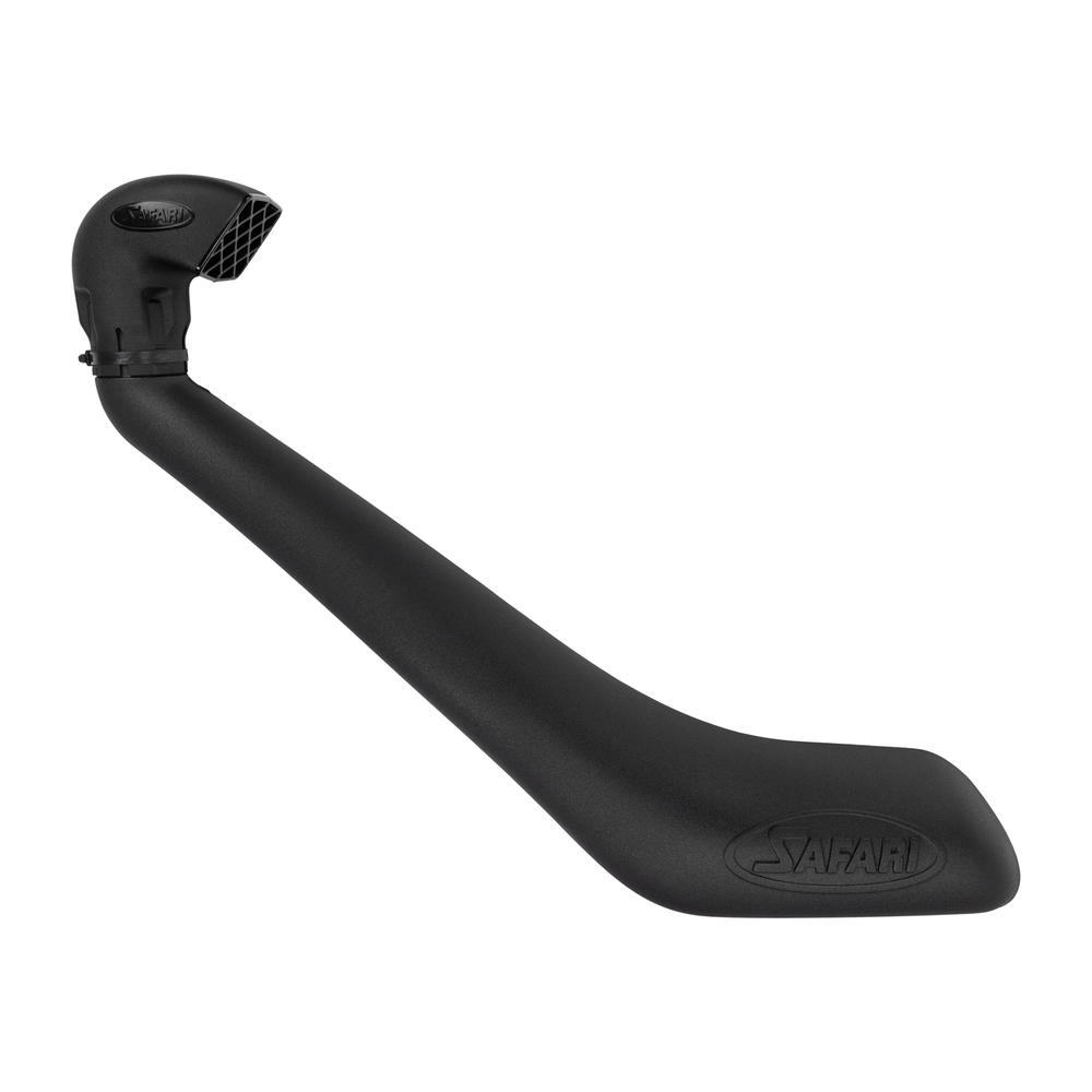 Snorkel Safari 4x4 pour Toyota Hilux Revo D4-D, monté sur le côté du véhicule, en plastique noir robuste.