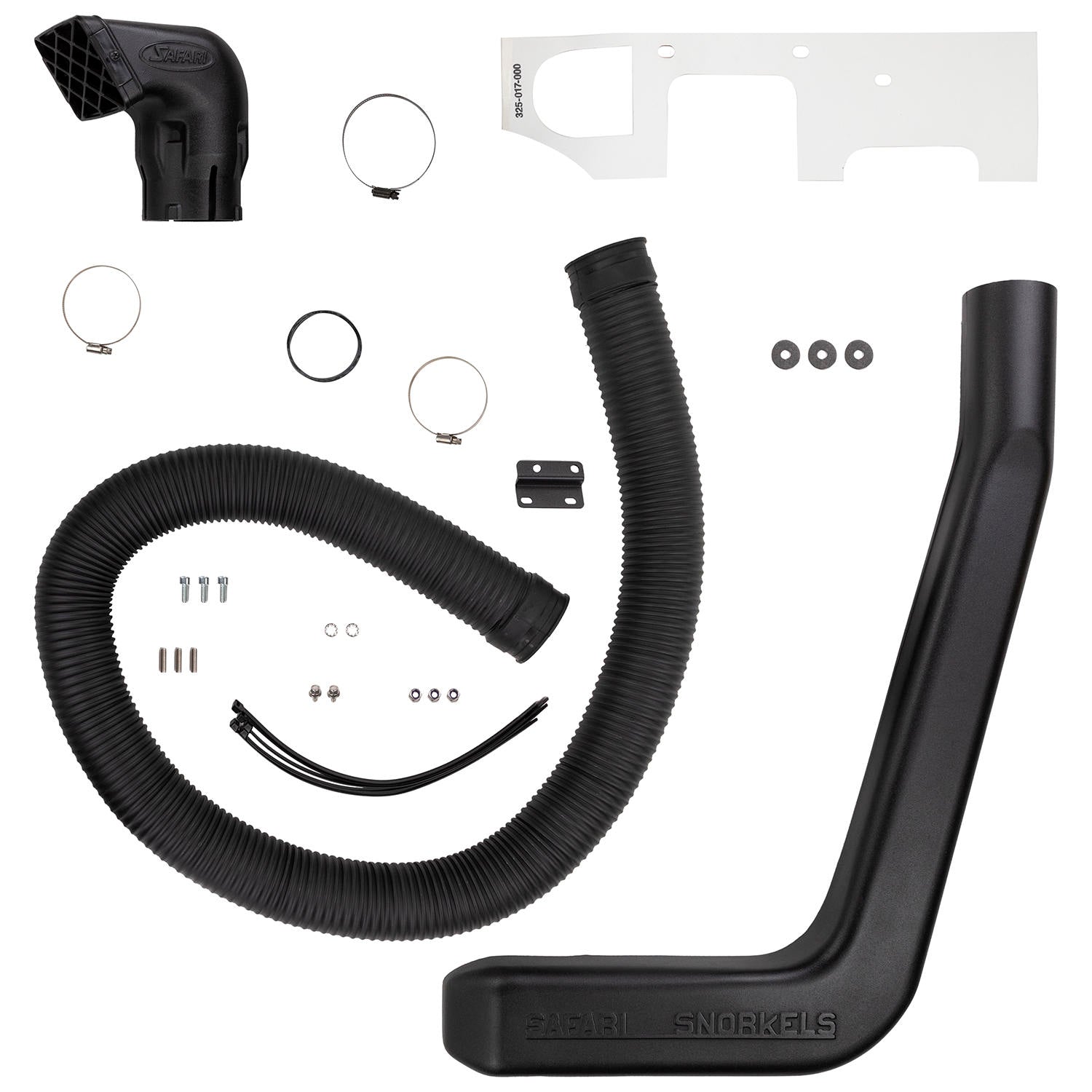 Snorkel Safari 4x4 pour Toyota Land Cruiser BJ42 et BJ46, monté sur le côté du véhicule avec tube en plastique noir.