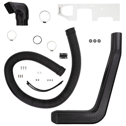 Snorkel Safari 4x4 pour Toyota Land Cruiser BJ42 et BJ46, monté sur le côté du véhicule avec tube en plastique noir.