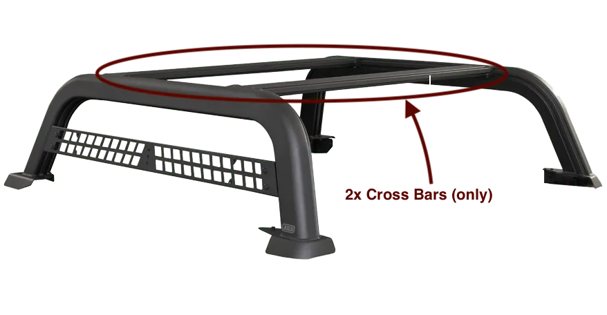 Deux barres de toit ARB pour support de benne sur Bed Rack, en option, adaptées pour montage robuste.