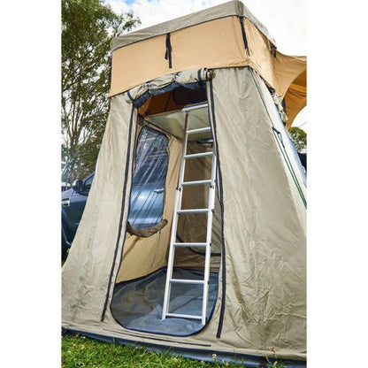 Annexe de tente TJM Yulara pour tente de toit avec tapis de sol intégré, en tissu robuste, installation facile pour camping aventure.