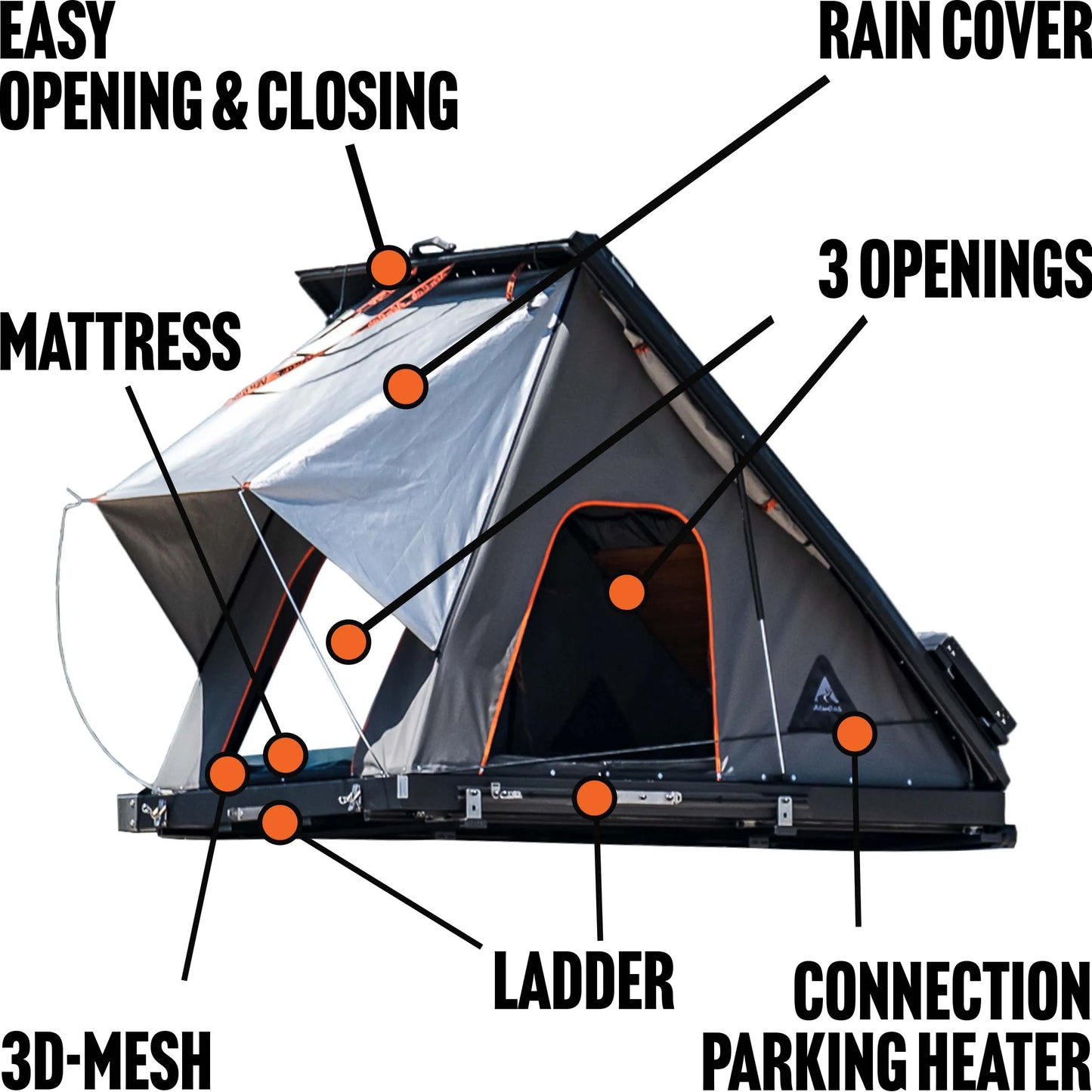Tente de Toit Expedition Gen 3-R Noire | ALU-CAB sur Xperts4x4 Accessoires 4x4 Off-Road
