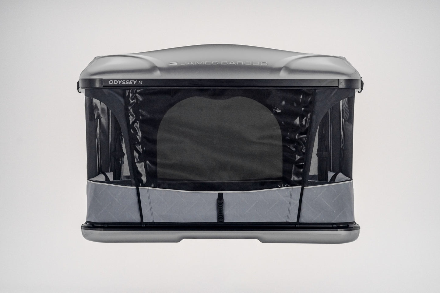Tente de toit James Baroud Odyssey L, modèle de haute qualité, offrant un confort 360° pour camping en plein air.