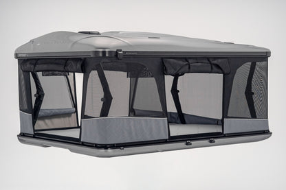 Tente de toit James Baroud Odyssey L, modèle de haute qualité, offrant un confort 360° pour camping en plein air.