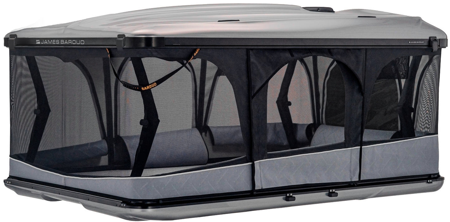 Tente de toit James Baroud Odyssey L gris, tente de toit pour camping, confort à 360°, haute qualité et design robuste.