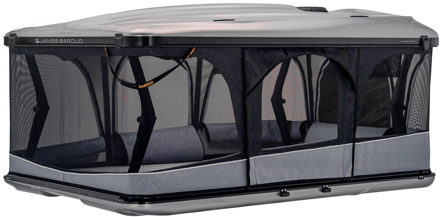 Tente de toit James Baroud Odyssey L gris, tente de toit pour camping, confort à 360°, haute qualité et design robuste.