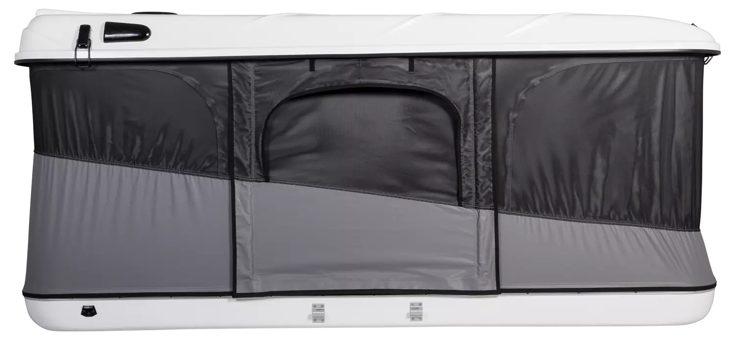 Tente de toit James Baroud PROLINE Evasion, tente de toit robuste avec fenêtre panoramique, fixation solide pour camping en plein air.