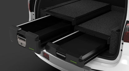 Kit de 2 tiroirs standards IRONMAN 4x4 pour pickup double cab, avec plateau fixe, hauteur maximale, pour rangement pratique.