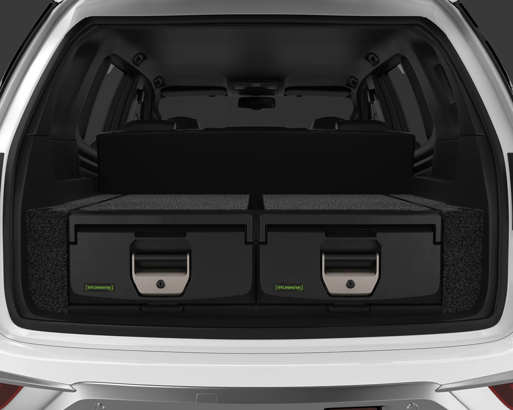 Kit de 2 tiroirs standards IRONMAN 4x4 pour pickup double cab avec plateau fixe, hauteur maximale, idéal pour rangement robuste.