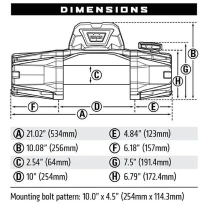 Treuil WARN VR-EVO 8-S de 3,6T avec corde synthétique, électrique 12V, pour véhicules tout-terrain et remorquage.