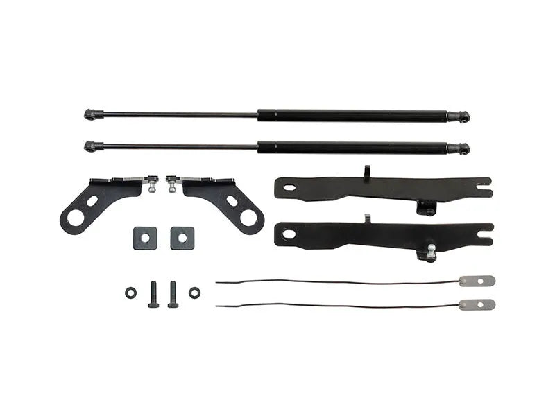 Kit de vérins de capot pour Volkswagen Amarok 2023, marque Rival 4x4, montrant les vérins installés sur le capot du véhicule.