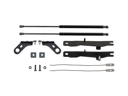 Kit de vérins de capot pour Volkswagen Amarok 2023, marque Rival 4x4, montrant les vérins installés sur le capot du véhicule.