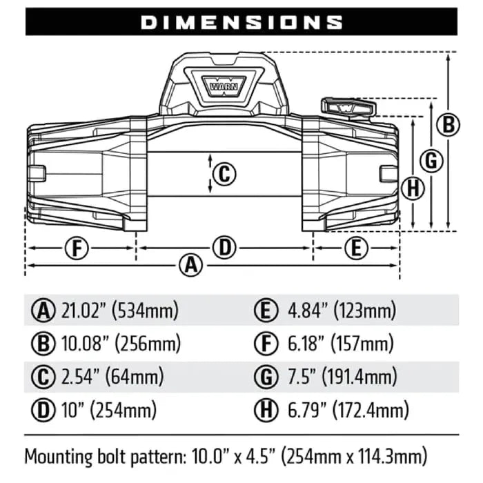 Treuil Warn VR-EVO 10S 4,5T avec câble synthétique, treuil robuste pour véhicules tout-terrain, vue en gros plan