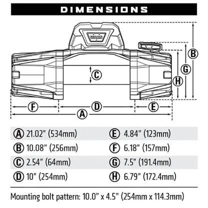 Treuil Warn VR-EVO 10S 4,5T avec câble synthétique, treuil robuste pour véhicules tout-terrain, vue en gros plan